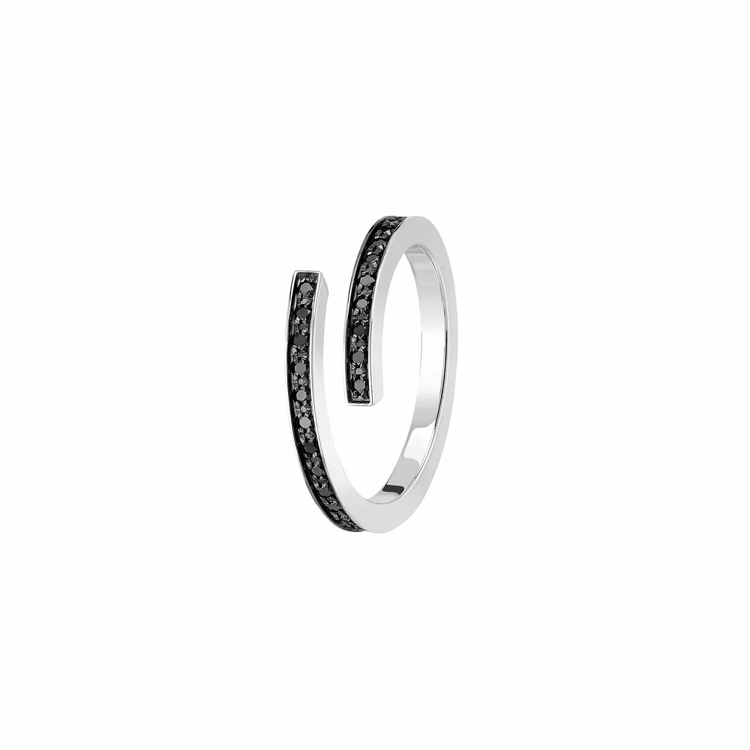 Achat Bague Spirale dinh van petit modèle en Or blanc et Diamant noir