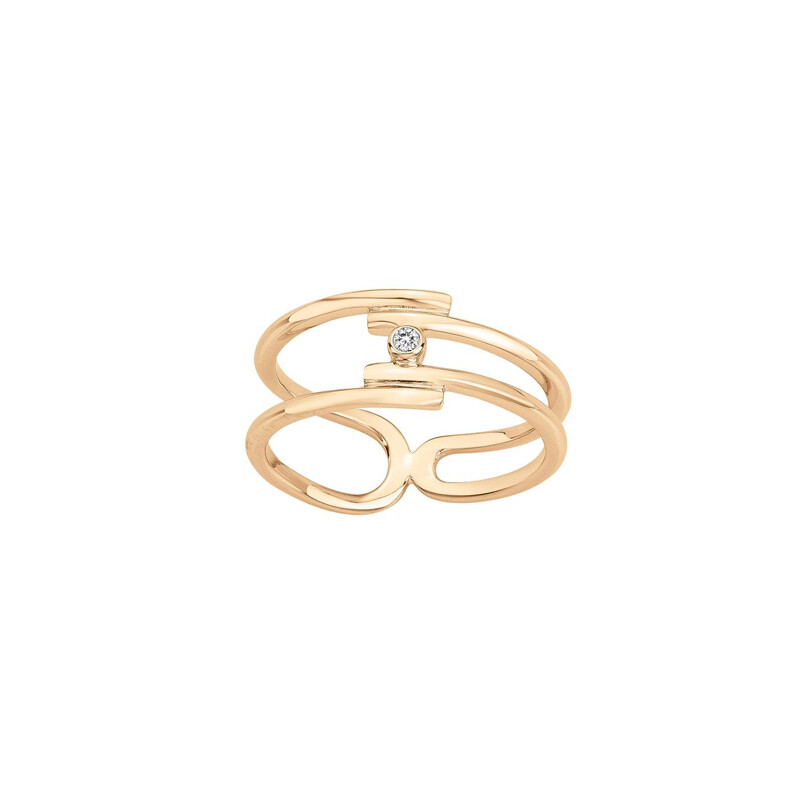 Bague La Garçonne évidence en plaqué or et diamant, taille 56