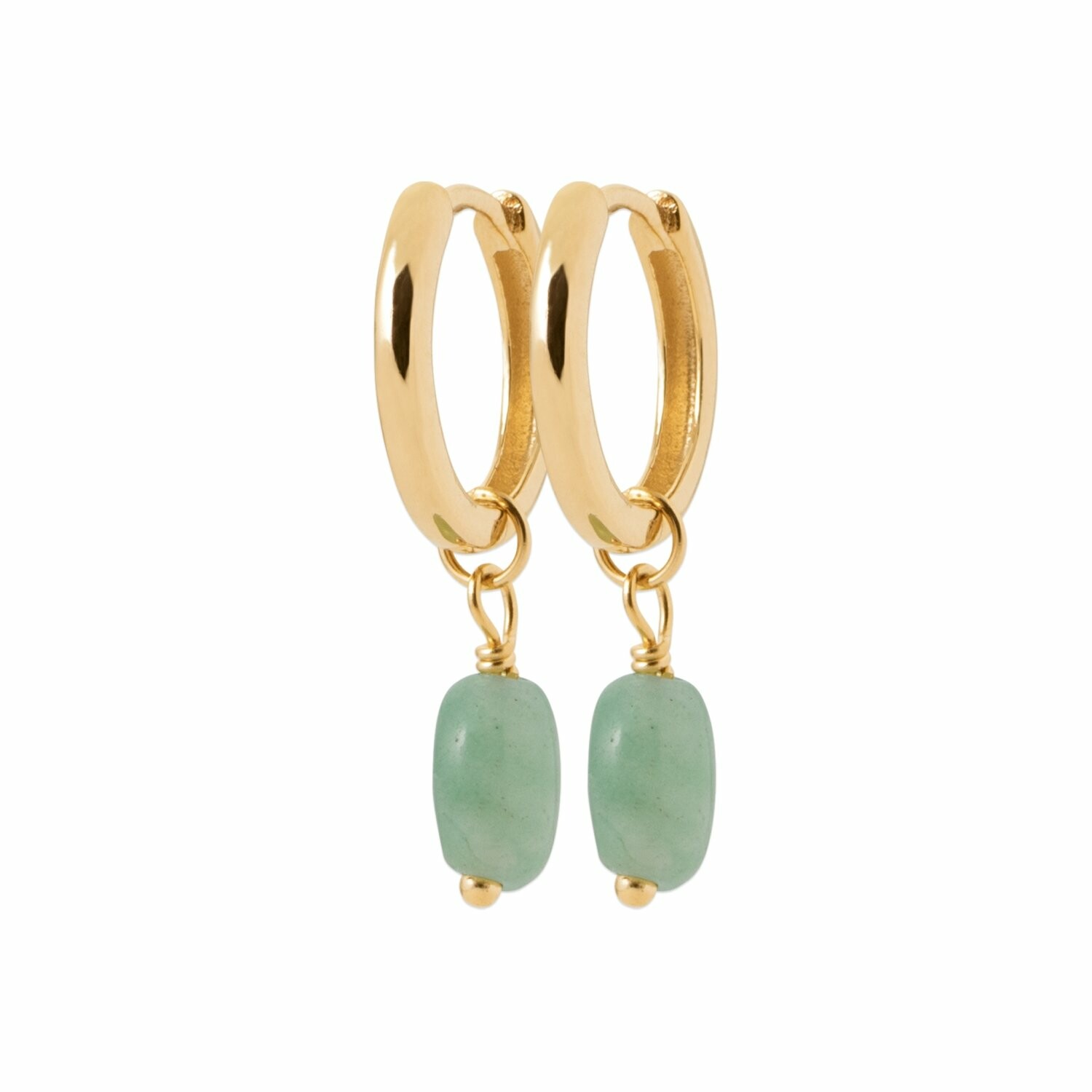 Achat Boucles d'oreilles créoles en plaqué or et quartzite vert