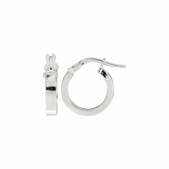 Achat Boucles d'oreillles créoles fil rectangulaire en or blanc