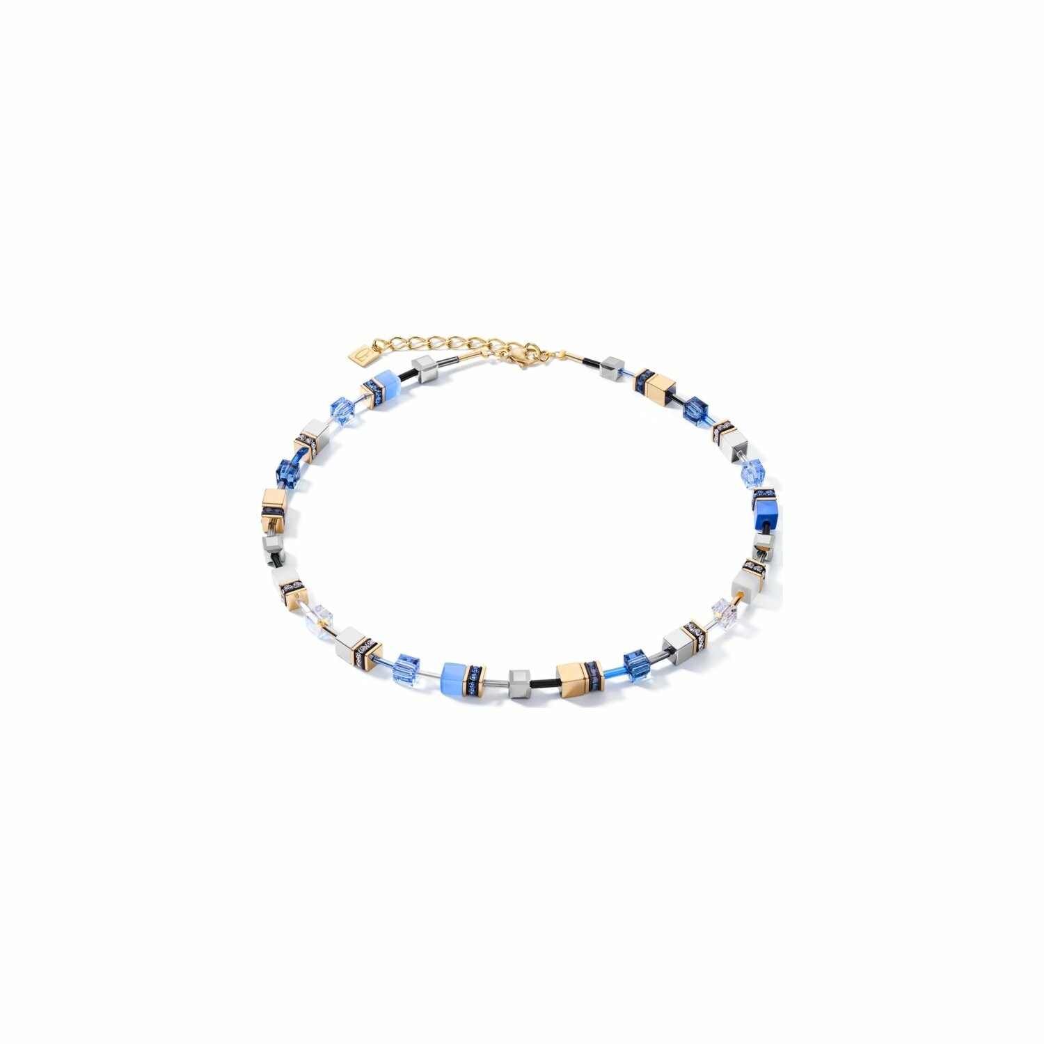 Achat Collier Cœur de Lion en métal doré, acier, œil de tigre synthétiques, hématites, cristaux et strass