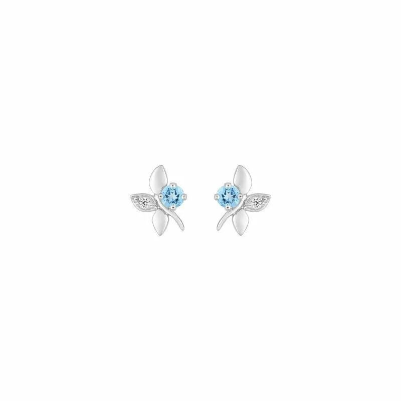 Achat Boucles d'oreilles clous en or blanc, topazes et oxydes de zirconium