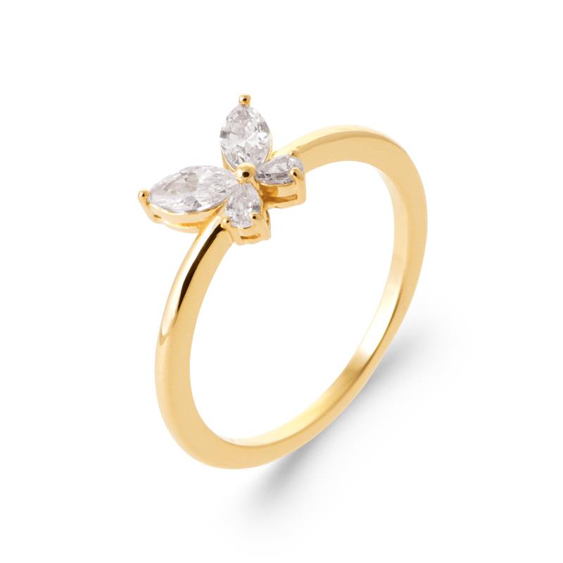 Papillon - Bague en Plaqué Or - Azuline