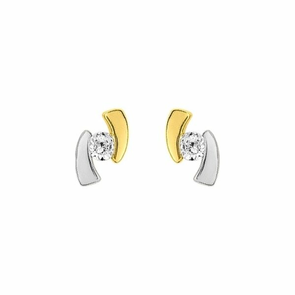 Achat Boucles d'oreilles en or jaune, or blanc et oxydes de zirconium