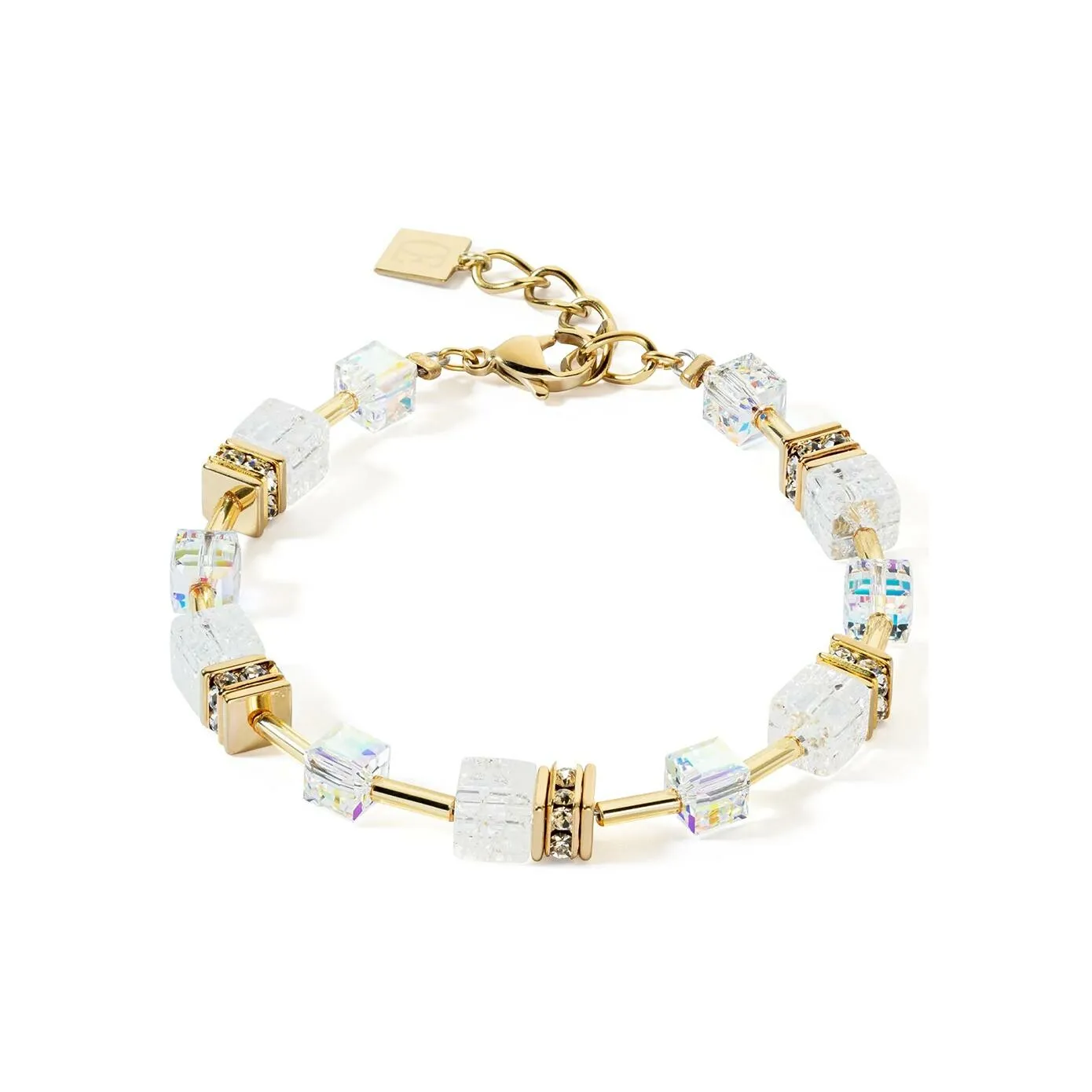 Achat Bracelet Cœur de Lion GeoCUBE en acier doré, cristaux Swarovski, cristal de roche et strass