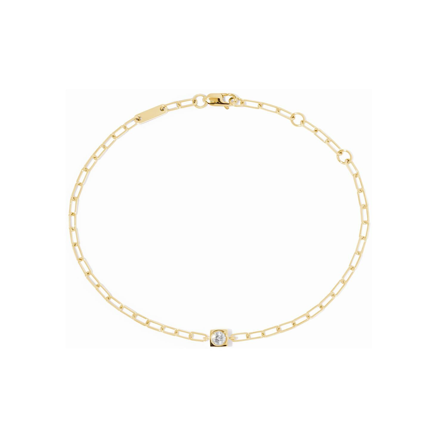 Achat Bracelet sur chaine dinh van Le Cube Diamant en or jaune et diamant 0.07ct, chaîne XS