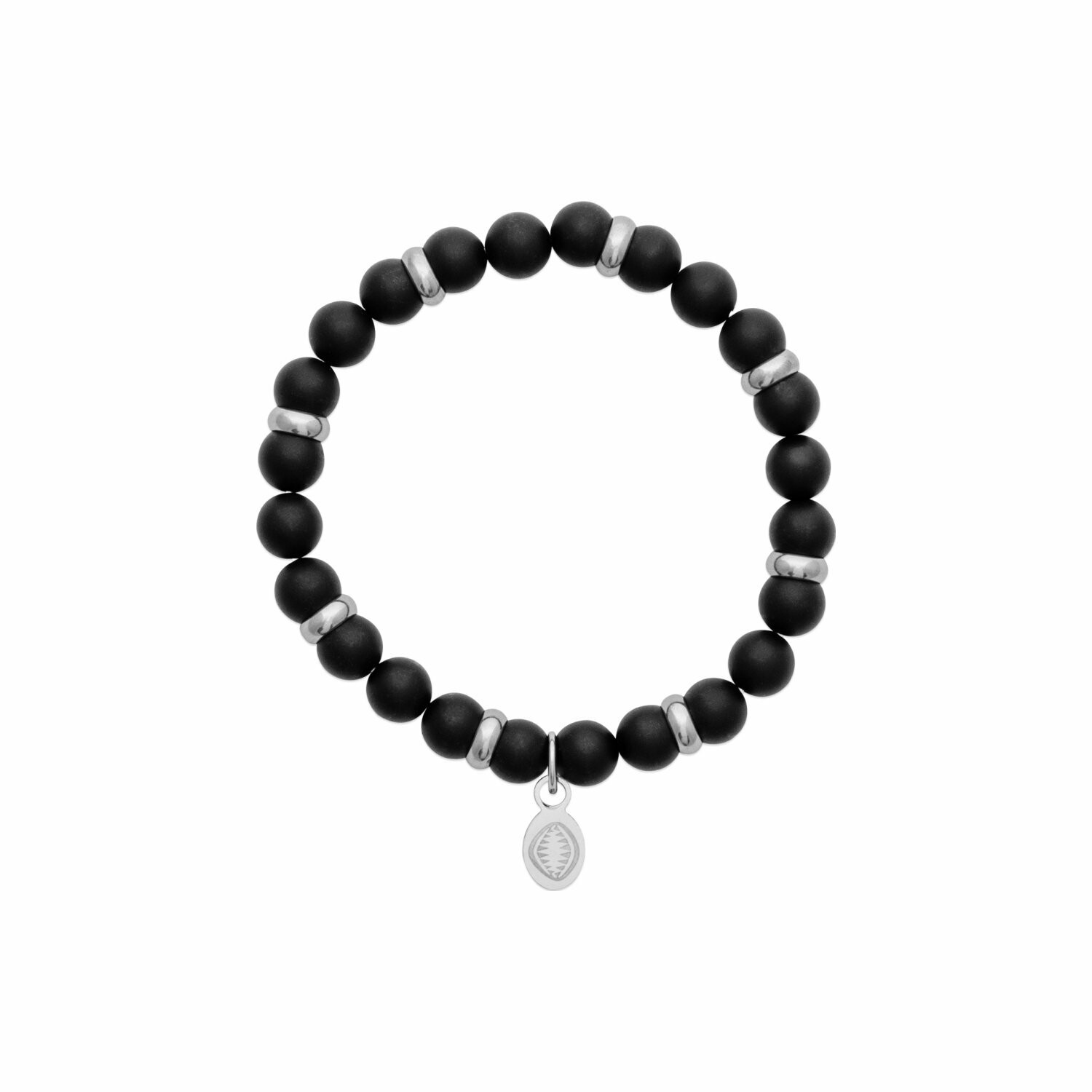 Achat Bracelet en acier et agate noire mate