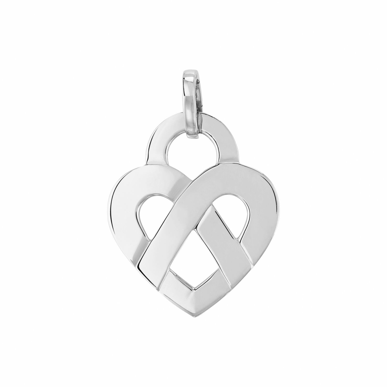 Coeur Entrelacé Pendentif Poiray Coeur Entrelacé Grand Modèle en or blanc