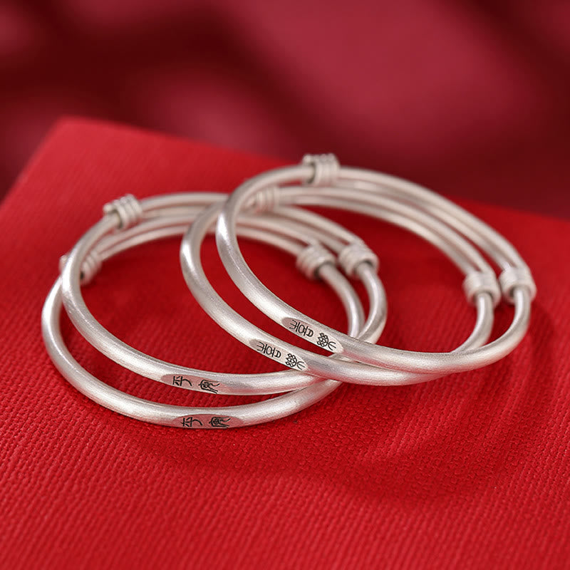 Bracelet jonc pour enfants en argent sterling 999 Buddha Stones pour la protection de la paix et de la joie