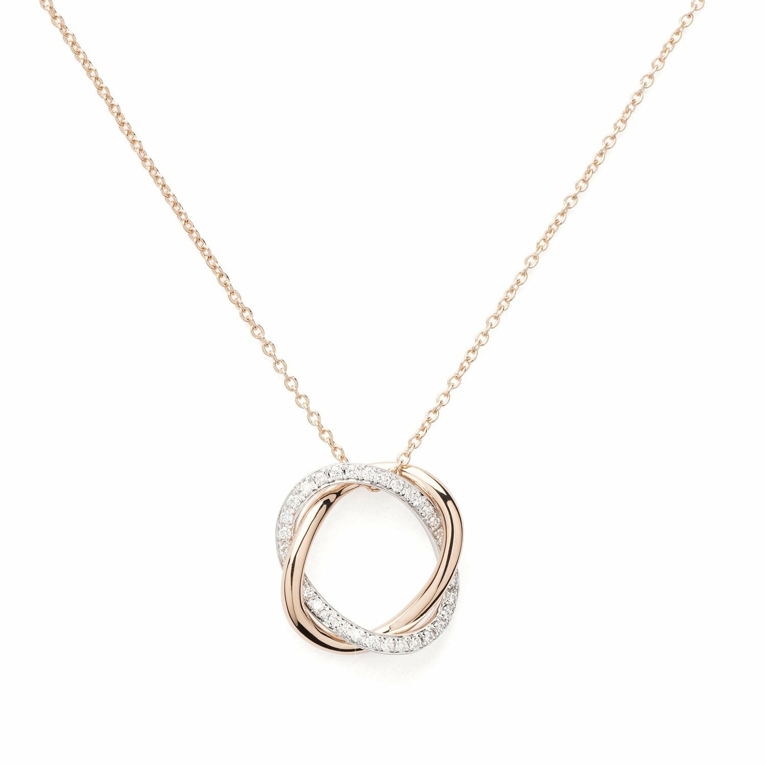 Tresse Collier Poiray Tresse Petit Modèle en or rose, or blanc et diamants