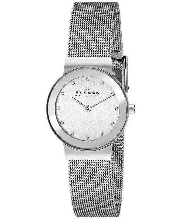Montre Skagen classique Swarovski Cristal Chrome cadran Bracelet maille 358SSSD féminin