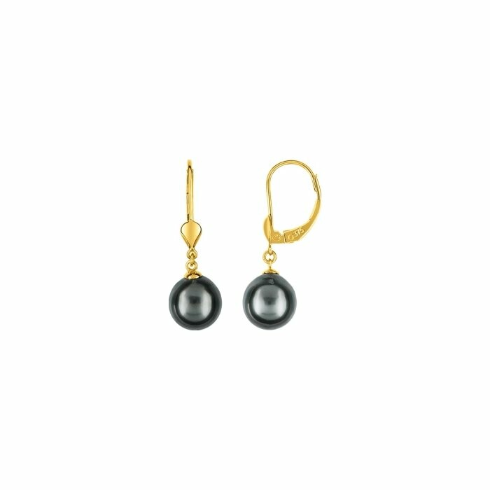 Achat Boucles d'oreilles dormeuses en or jaune et perles de Tahiti