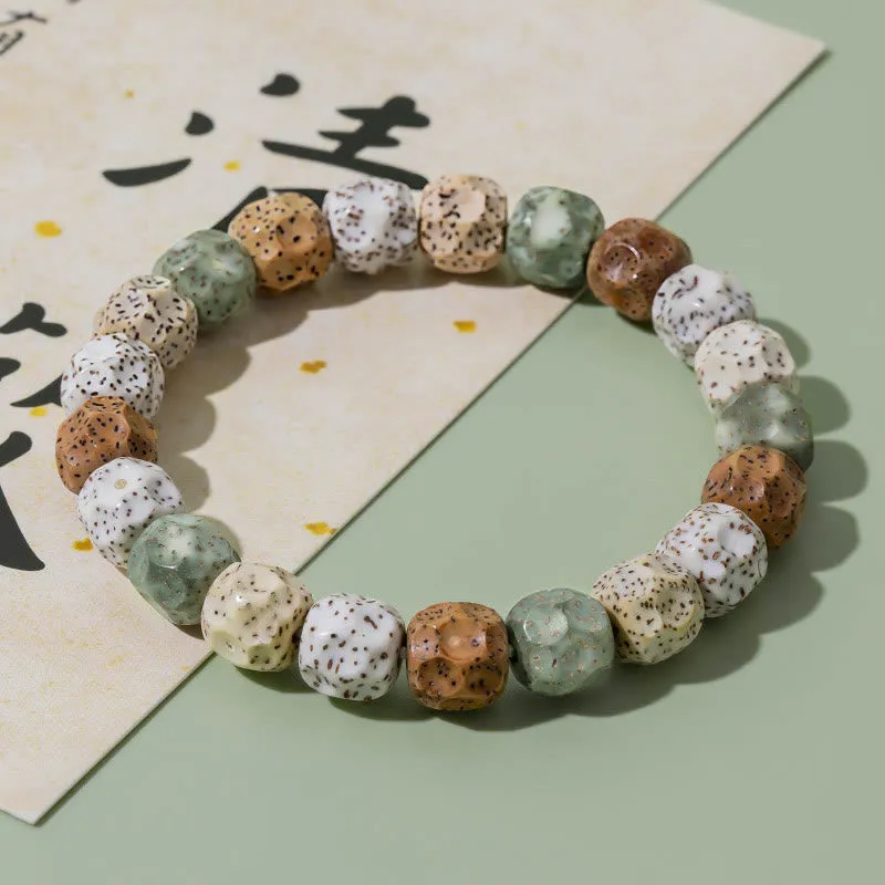 Bracelet de richesse et de bon augure en Buddha Stones naturelles et colorées