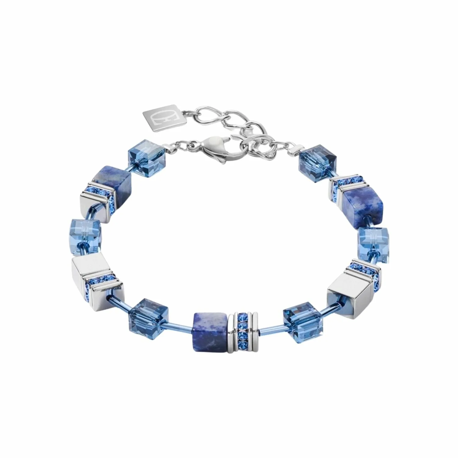 Achat Bracelet Cœur de Lion en acier, hématites, cristaux et strass