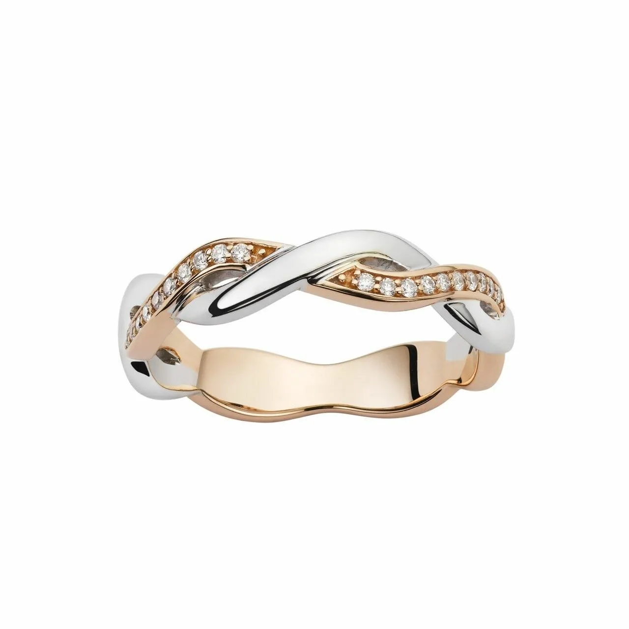 Achat Alliance en or blanc et or rose et diamants de 0.10ct