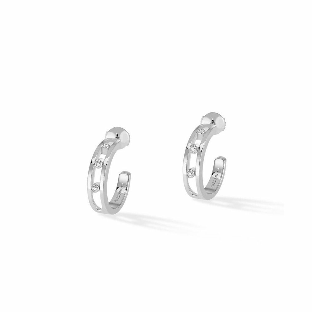 Achat Boucles d'oreilles créoles Messika Move Classique en or blanc et diamants