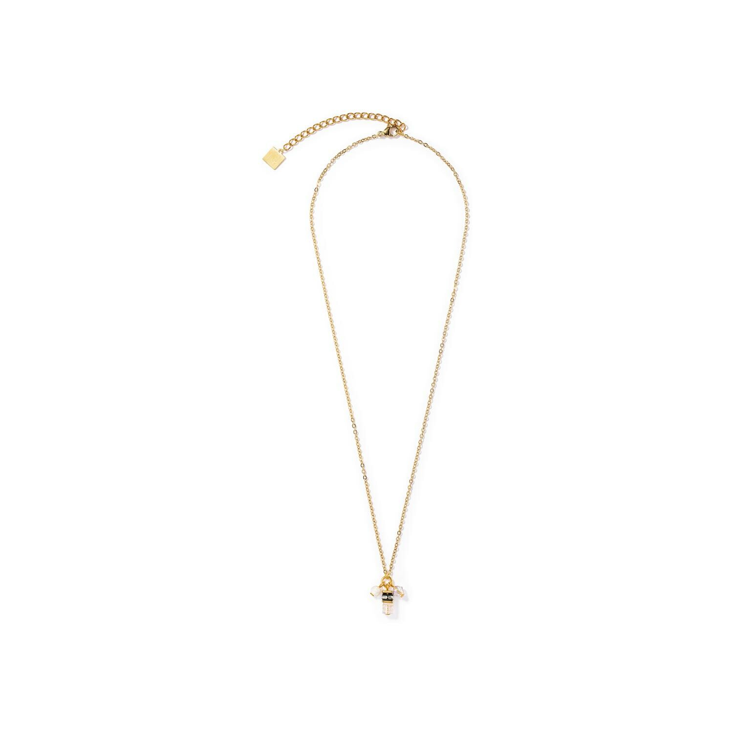 Achat Collier Cœur de Lion en métal doré, nacre, cristal de roche, strass et cristal