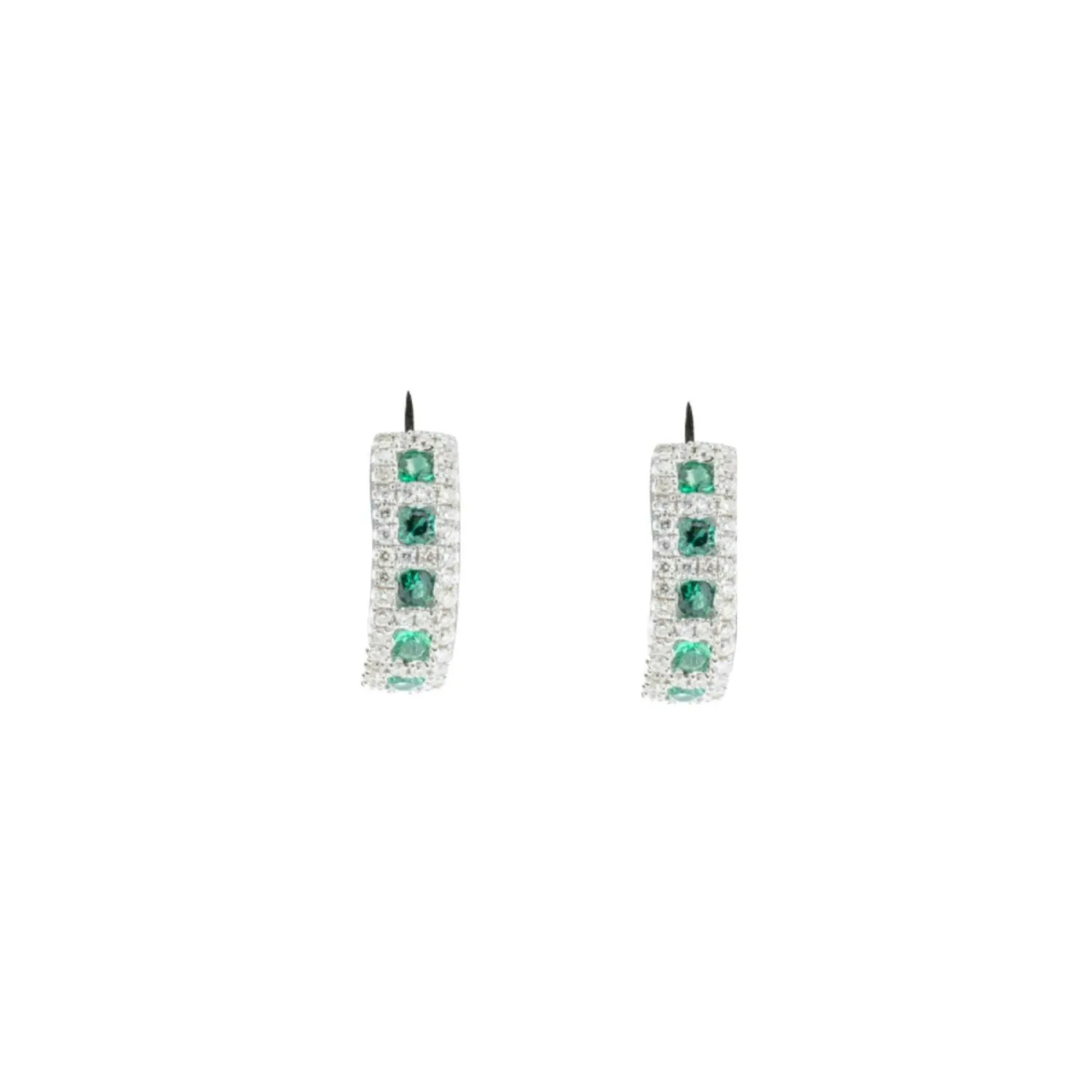 Achat Boucles d'oreilles en or blanc, émeraudes et diamants