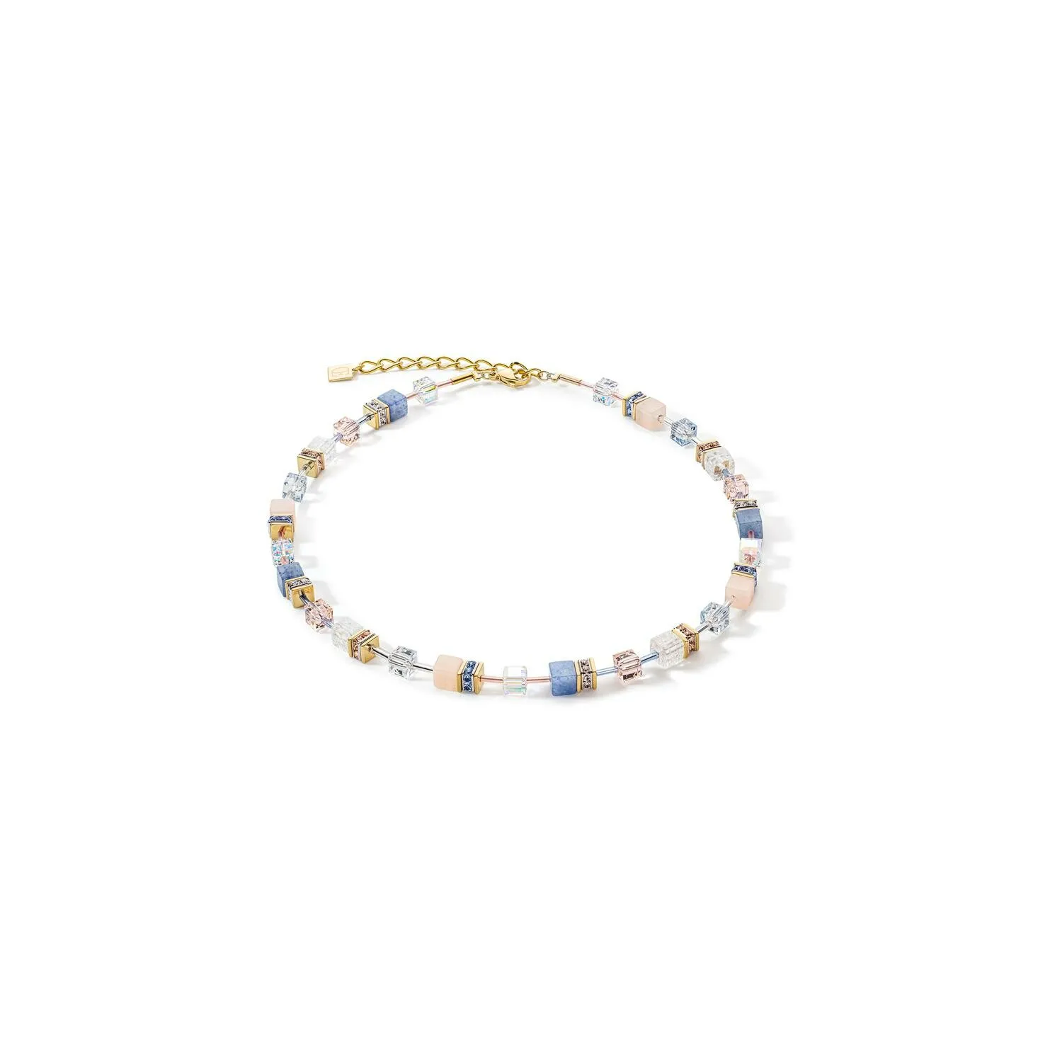 Achat Collier Cœur de Lion GeoCUBE en métal doré, aventurines, cristal de roche, cristaux et strass