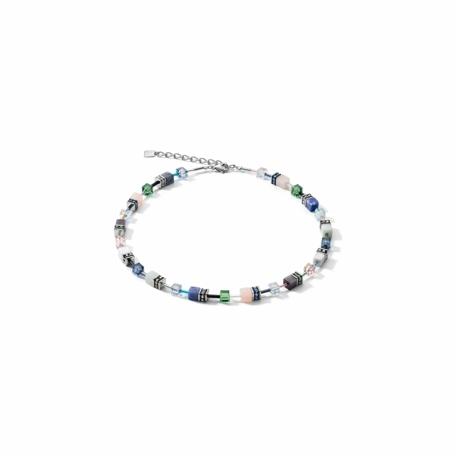 Achat Collier Cœur de Lion en acier, œil de tigre synthétiques, cristaux et strass