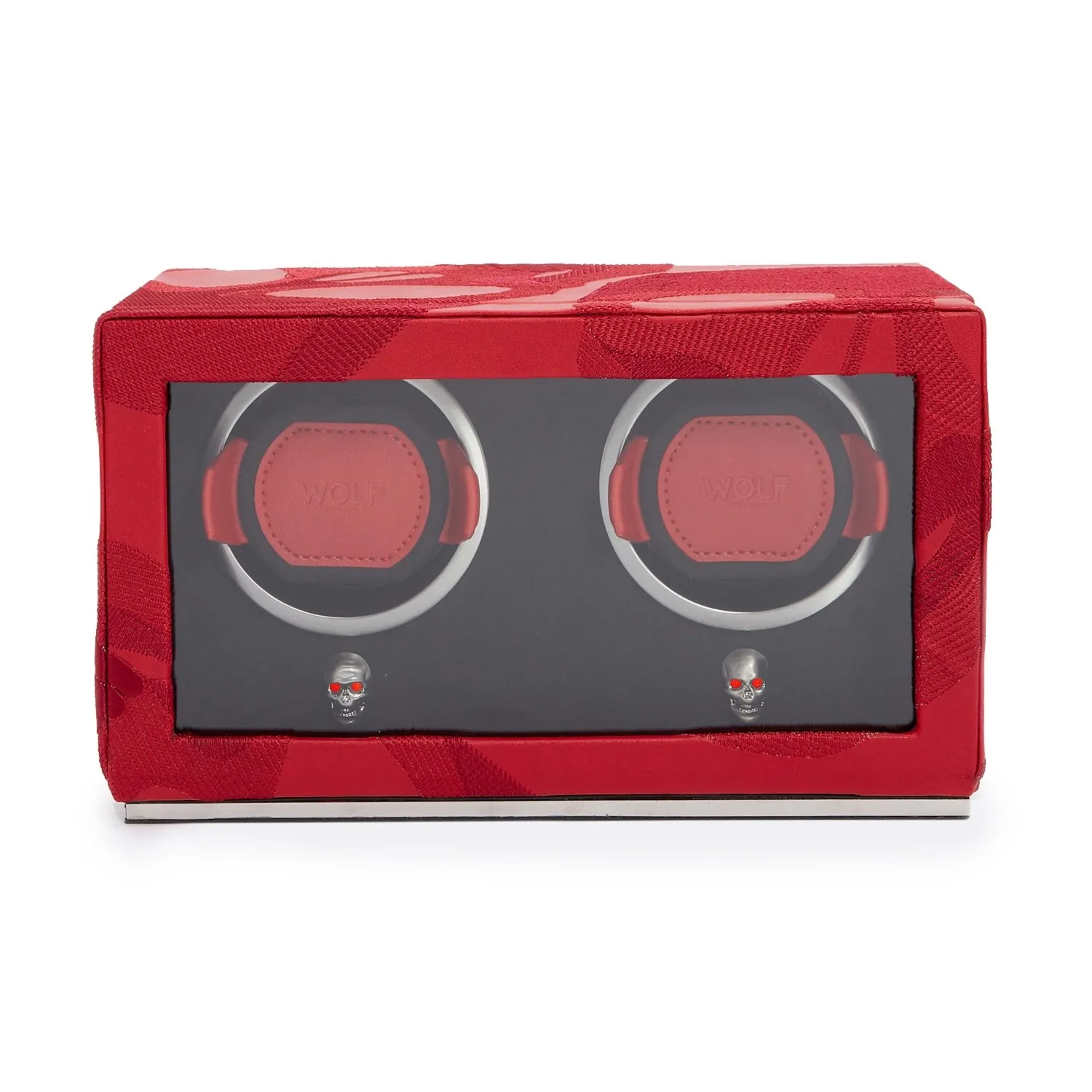 Memento Mori Remontoir pour 2 montres automatiques Wolf 1834 Memento Mori en cuir vegan rouge