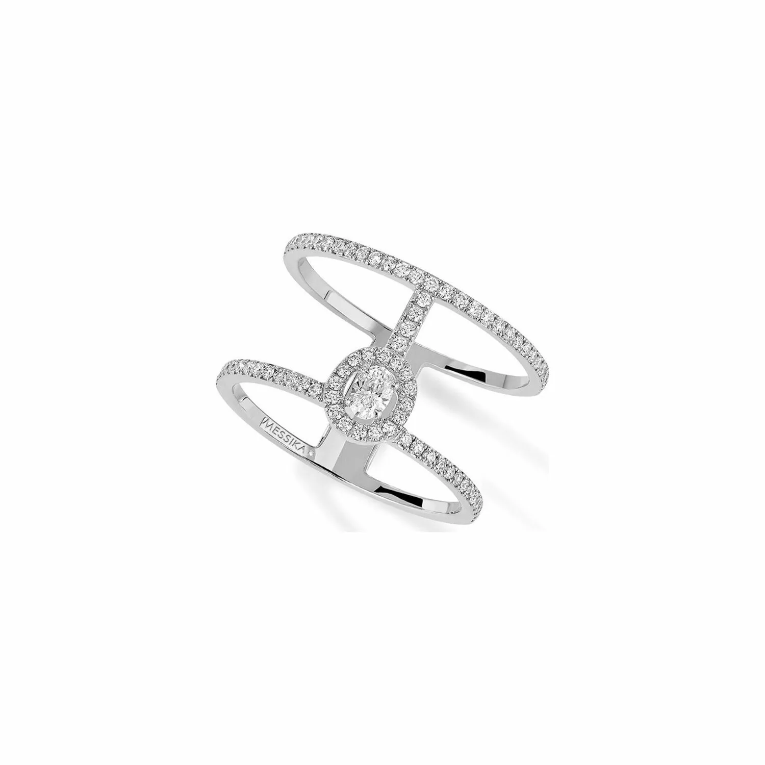 Achat Bague Messika Glam’Azone 2 rangs pavée en or blanc et diamants