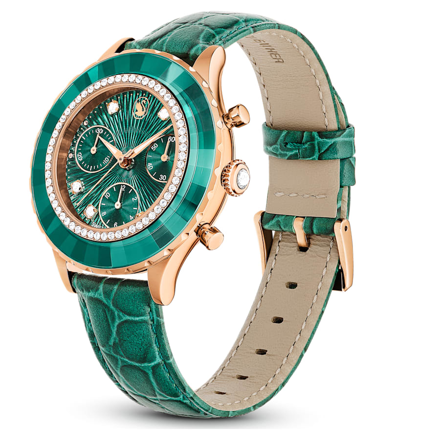 Montre Femme Octea Chrono Cuir Vert – Swarovski