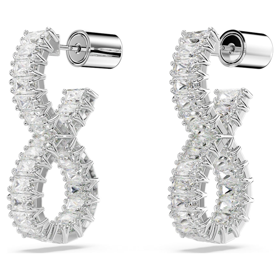 Anneaux d’Oreilles Femme Hyperbola Infini Blanc Argenté – Swarovski