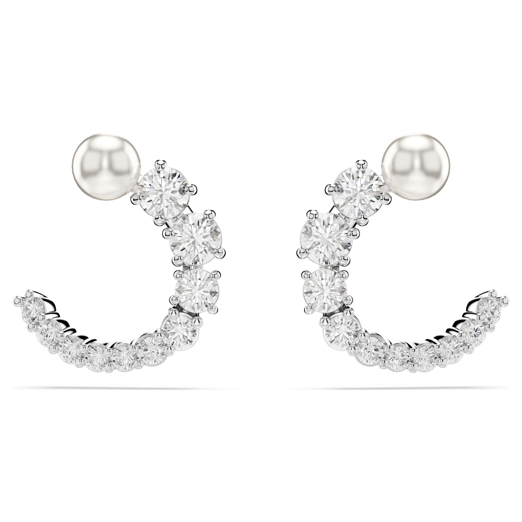 Anneaux d’Oreilles Femme Matrix Perle Blanc Argenté – Swarovski