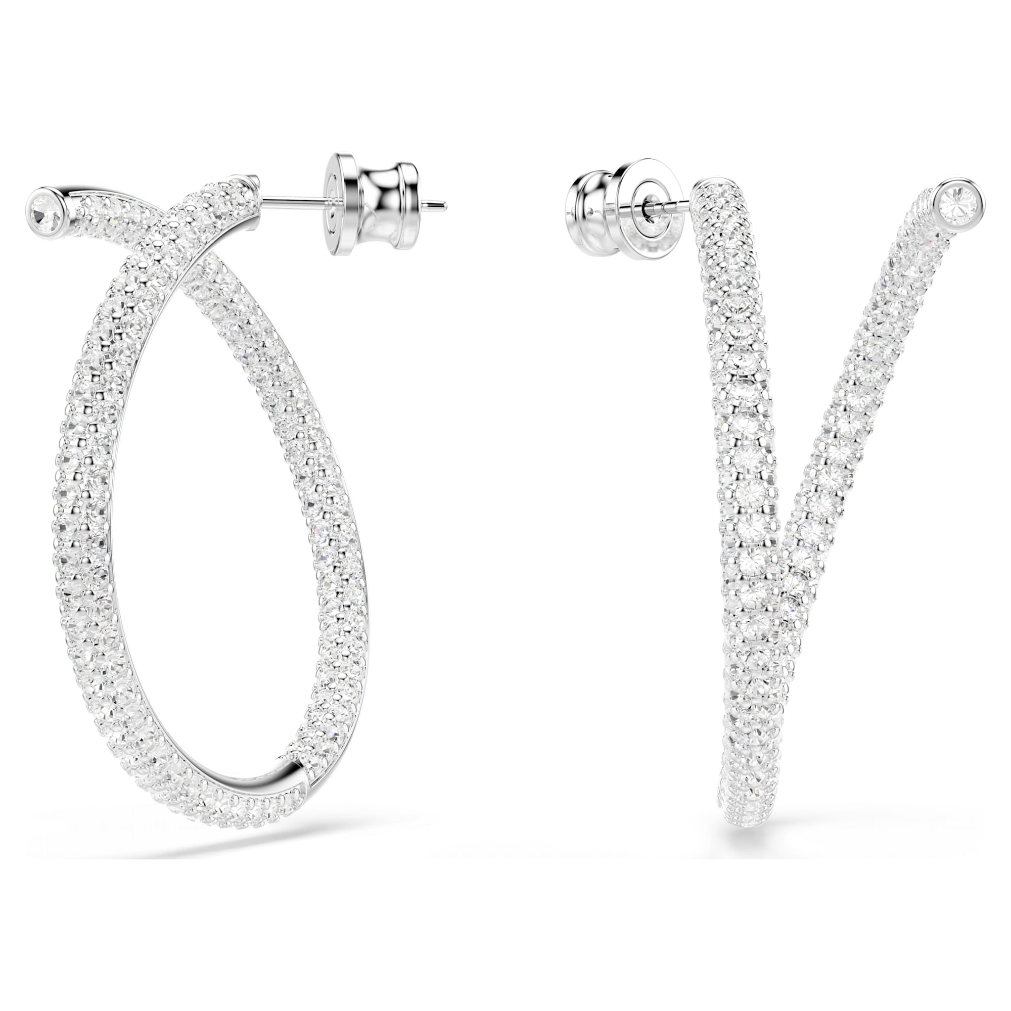 Anneaux d’Oreilles Femme Dextera Blanc Argenté – Swarovski