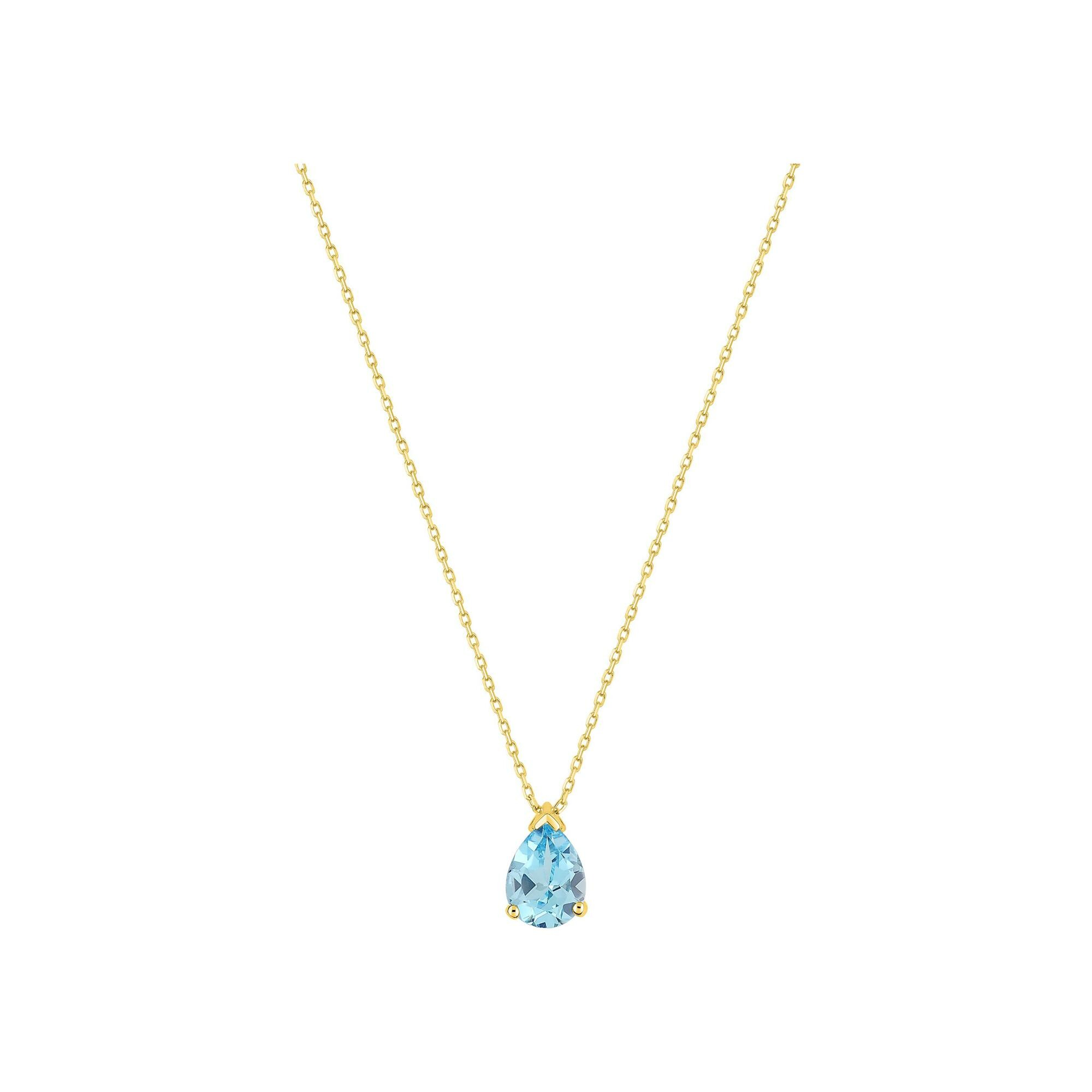 Achat Collier en or jaune et topaze bleue