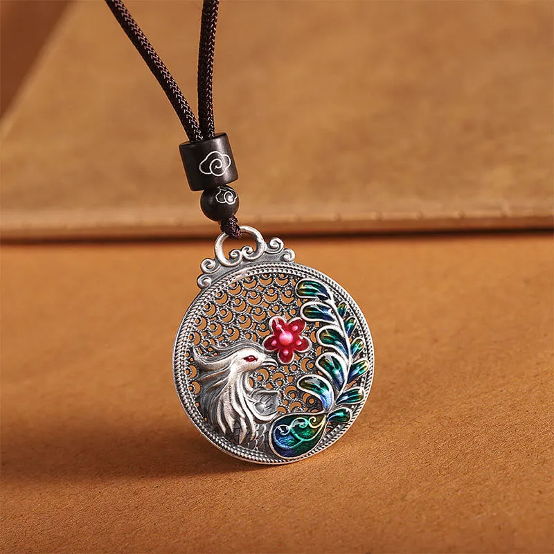 Collier avec pendentif de protection porte-bonheur Phoenix en argent sterling 990 Buddha Stones