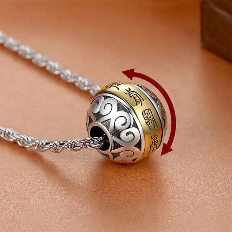 Collier pendentif rotatif en amulette gravée avec mantra taoïste à neuf caractères de Buddha Stones