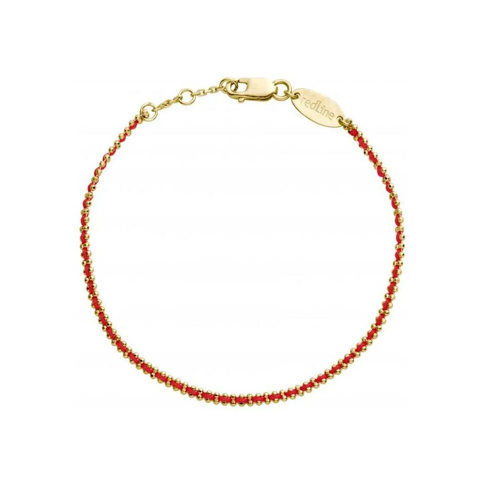 Bracelet RedLine Aurore fil rouge et chaîne entrelacés en or jaune