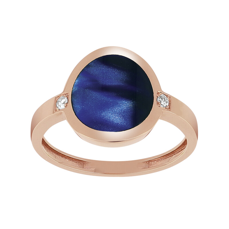 Achat Bague Mikado bleu de prusse & diamants or rose