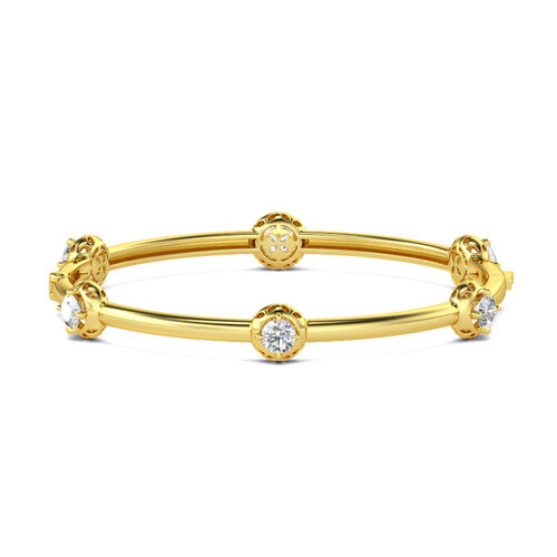 Jeulia Bracelet Jonc de Station Pétillant Ton Or Jaune en Argent Sterling