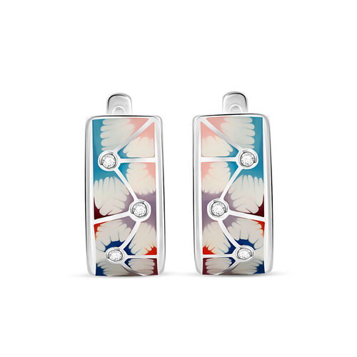 Jeulia Boucles d'oreilles Cerceau "Délicieuse marguerite" Émail en Argent Sterling