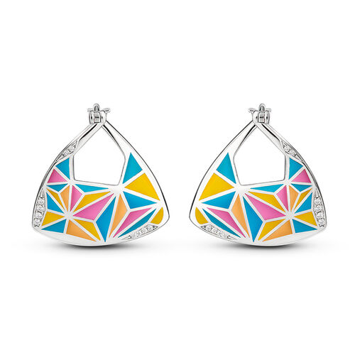 Jeulia Boucles d'oreilles "Motif géométrique" Multicolore Émail Argent Sterling