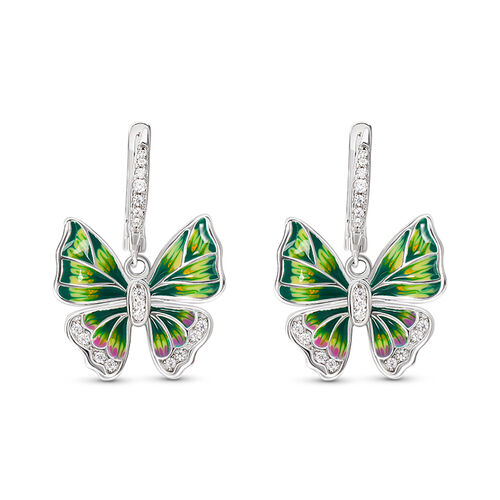 Jeulia Boucles d'oreilles "Papillon mystique" Émail Argent Sterling