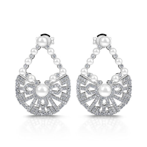 Jeulia "Danse de la jupe" Boucles d'oreilles Perle de culture Argent Sterling