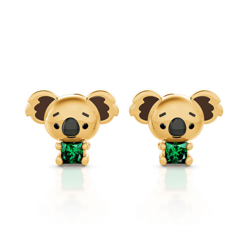 Jeulia Hug Me "Koala adorable" Boucles d'oreilles Coupe émeraude en Argent Sterling