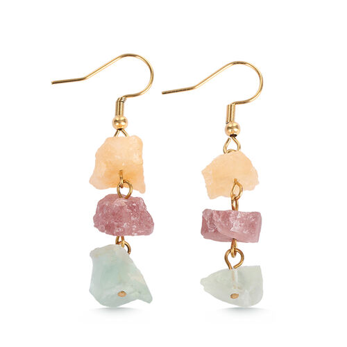 Jeulia "Entouré d'amour" Boucles d'oreilles Drop Naturel Cristal brut Multicouleur