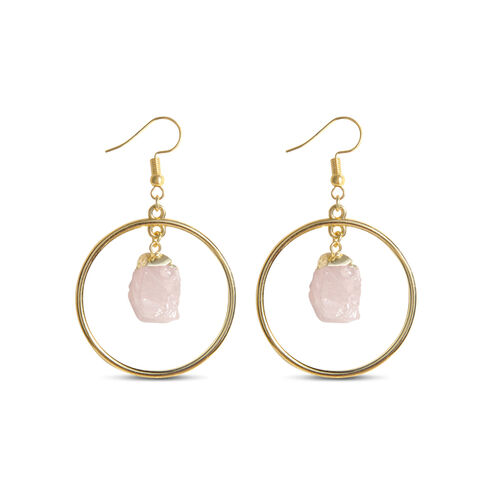 Jeulia "Joie & Romance" Boucles d'oreilles Drop Irrégulier Naturel Quartz Rose Cristal