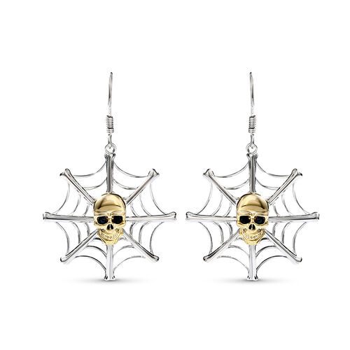 Jeulia Boucles d'oreilles "Toile d'araignée" Tête de Mort Crâne Argent Sterling