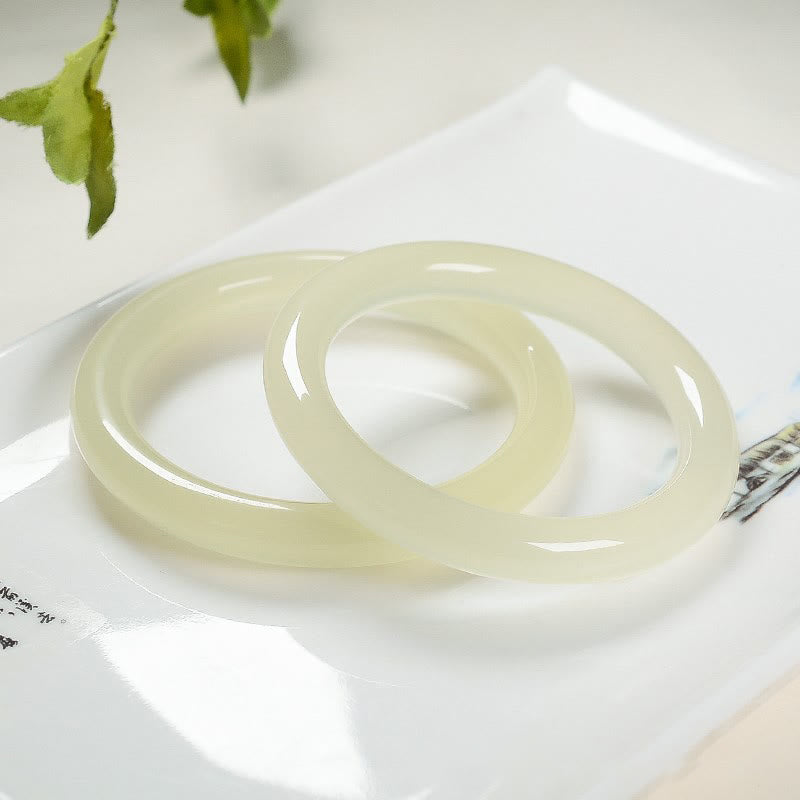 Bracelet manchette en jade naturel d'Afghanistan Buddha Stones Abondance