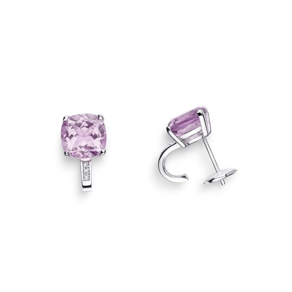 Boucles d'oreilles Mauboussin Petit Visage d'Amour en or blanc, diamants et roses de France