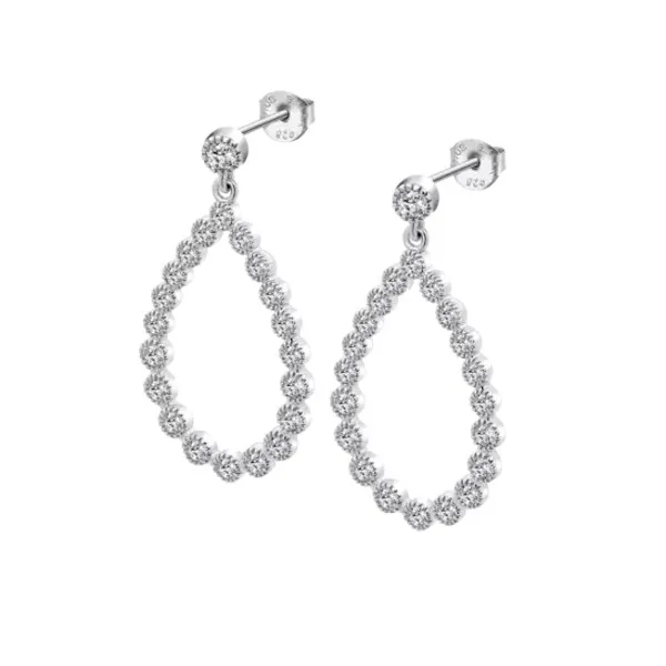 Boucles d'oreilles pendantes LOTUS Silver Ovales en argent et oxydes de zirconium