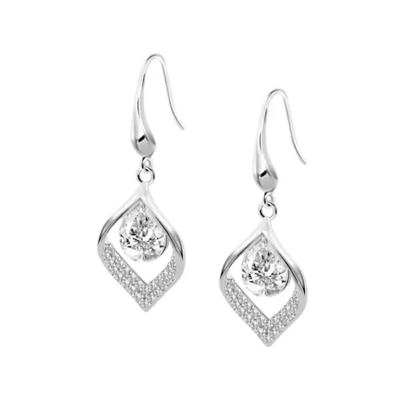 Boucles d'oreilles pendantes LOTUS Silver en argent et oxydes de zirconium