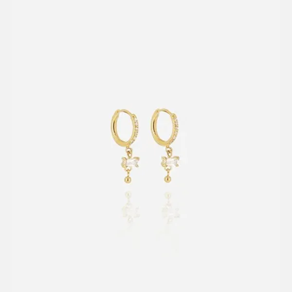 Boucles d'oreilles créoles Zag bijoux KIRANE en acier doré, oxydes de zirconium
