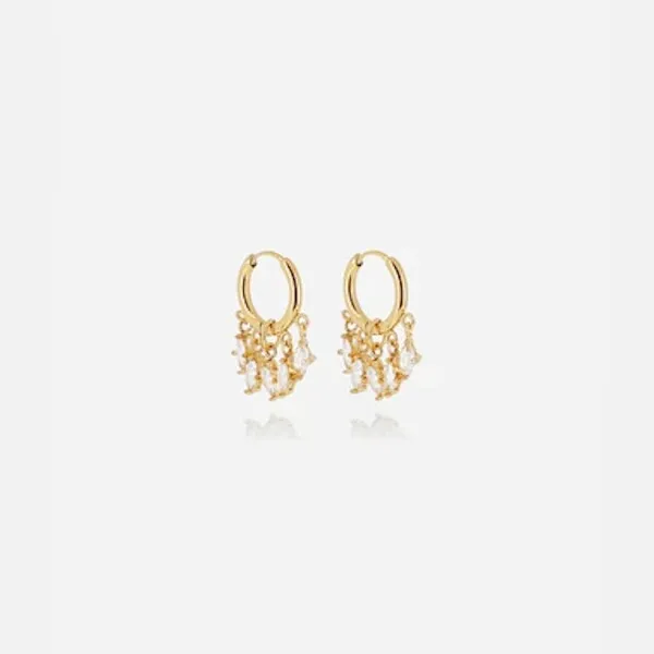Boucles d'oreilles créoles Zag bijoux MARLOW en acier doré, oxydes de zirconium